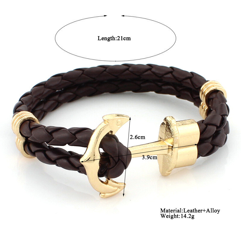 Hand-woven Anchor Multilayer Leather Bracelet