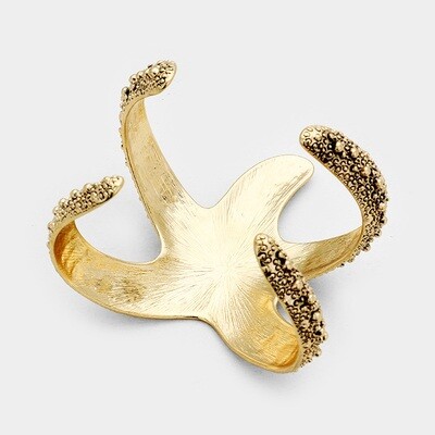 Gold Textured Starfish Cuff Bracelet