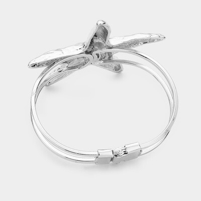 Silver Starfish hinged metal bracelet