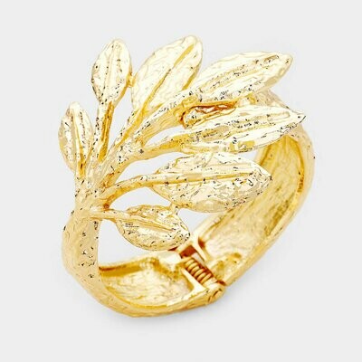 Metal Gold Leaf hinged bracelet