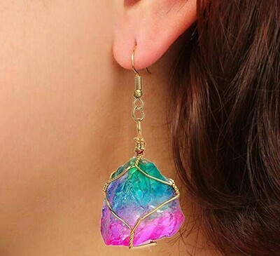 Rainbow Stone Natural Earring