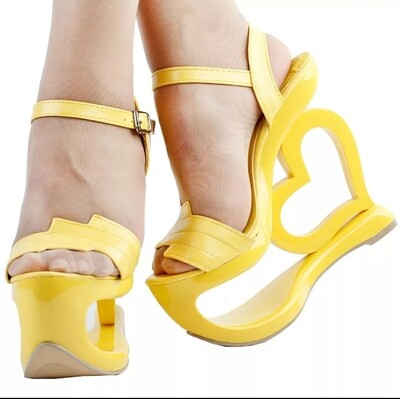 Yellow heart heel wedge
