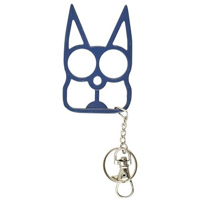 Solid Steel Cat Defense Keychain - Blue