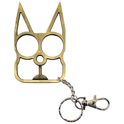 Solid Steel Cat Defense Keychain - Bronze