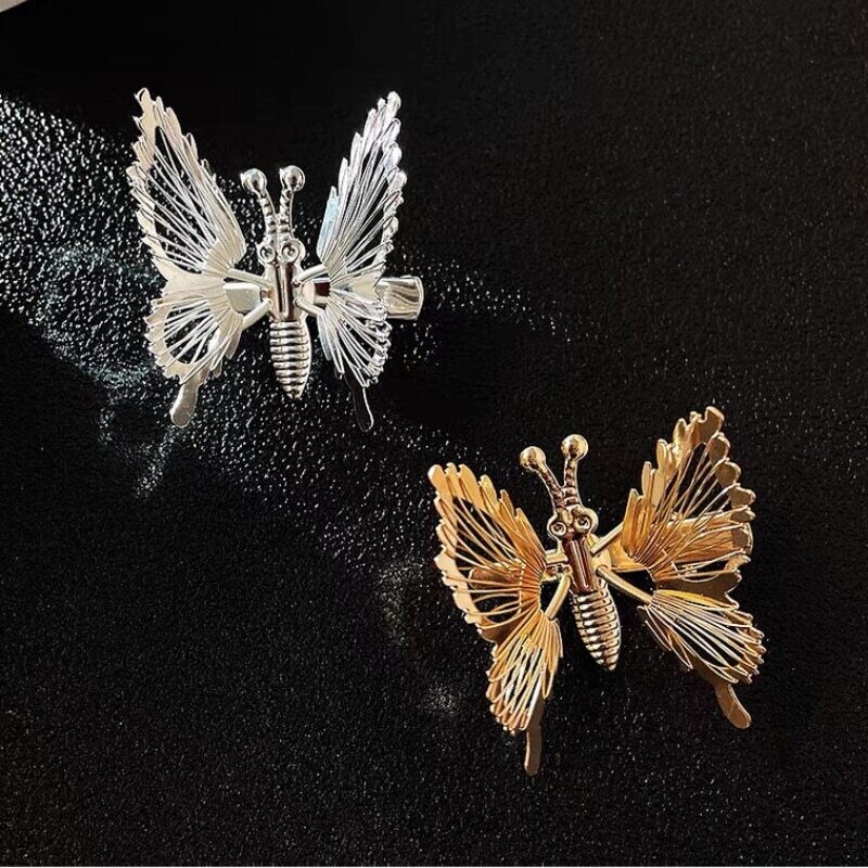 Moving Butterfly Hair Clip 3D Silver (3 Pack)