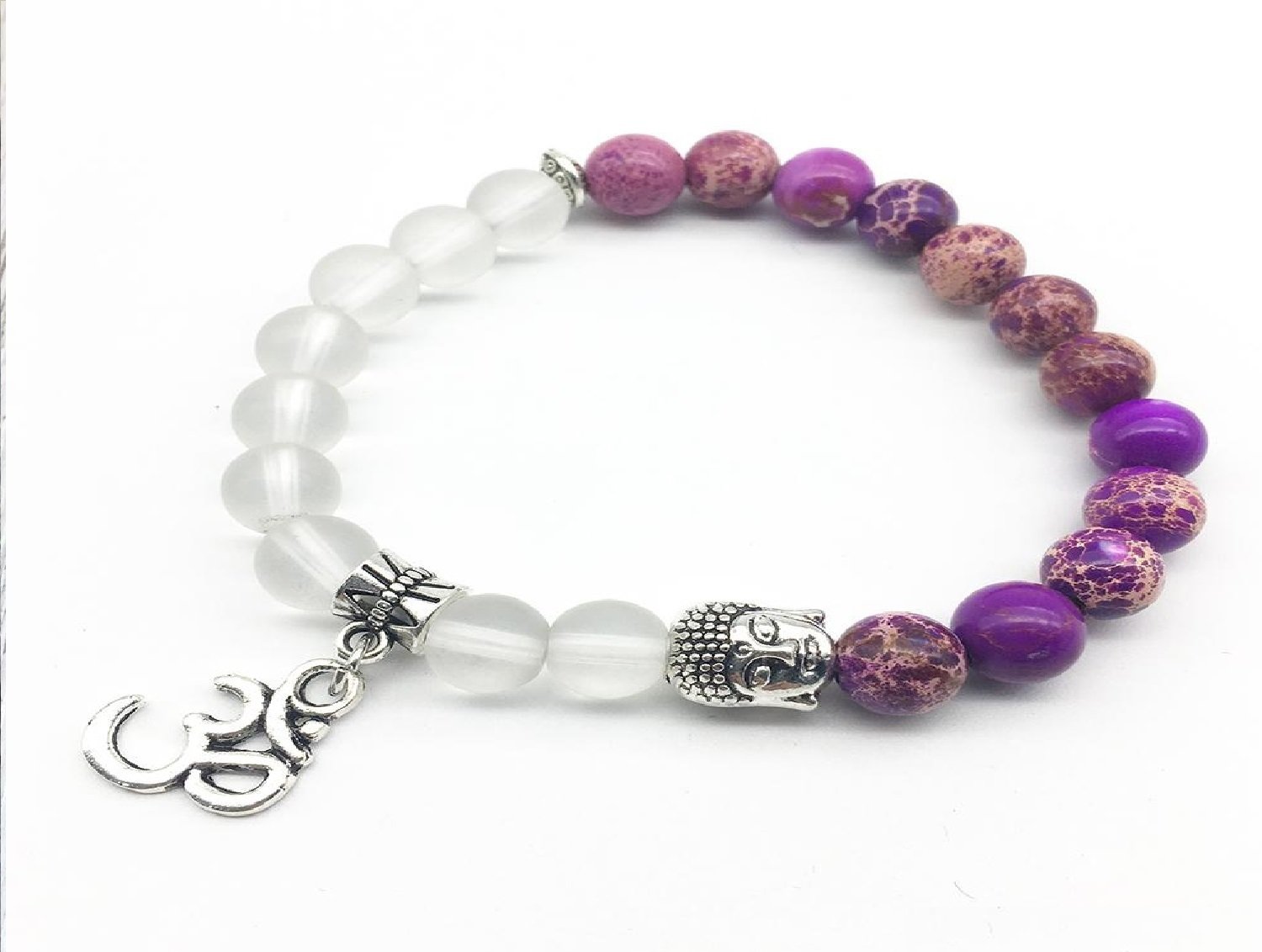 Natural Purple Regalite Jewelry Matte Clear Crystal Bracelet*