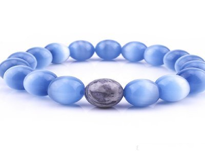 Blue Grey Cat Eye Stone air-slake Bracelet*