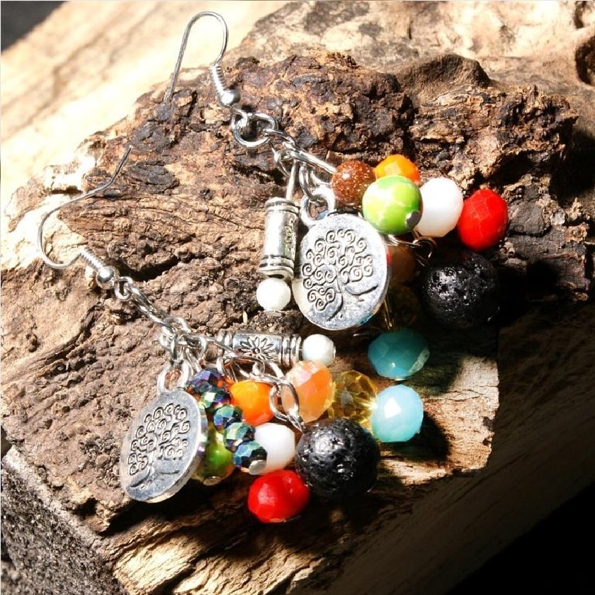 Natural Chakras Black Lava stone Earrings Essential Oil Diffuser Earrings Aromatherapy Jewelry*