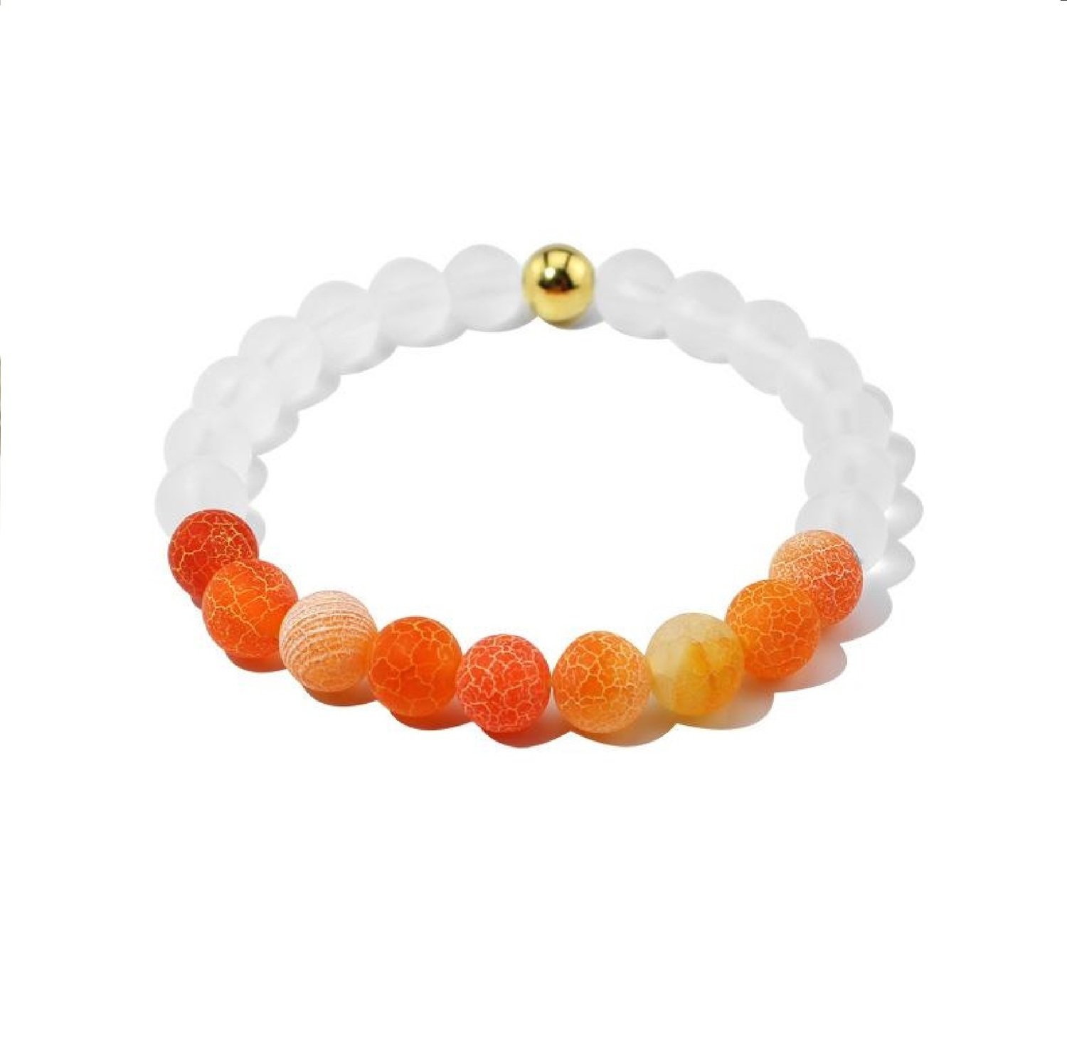 Orange agate beaded frosted crystal bracelet*