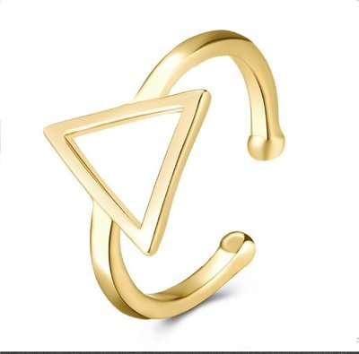 Adjustable Gold Plated Brass Open Plain Geometry Triangle Ring