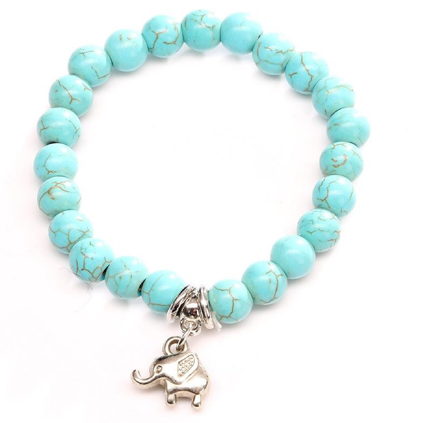 Elephant Turquois Charm Bracelet*