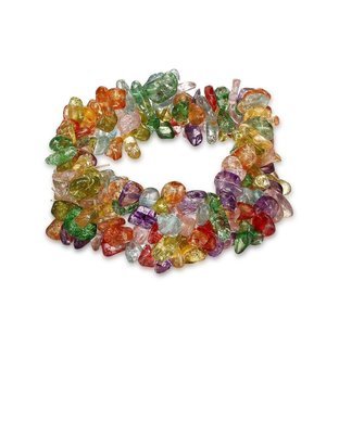 Elastic Natural Stone Multi layers Fluorite Gems mixed color Crystal Stone Bead Bracelet