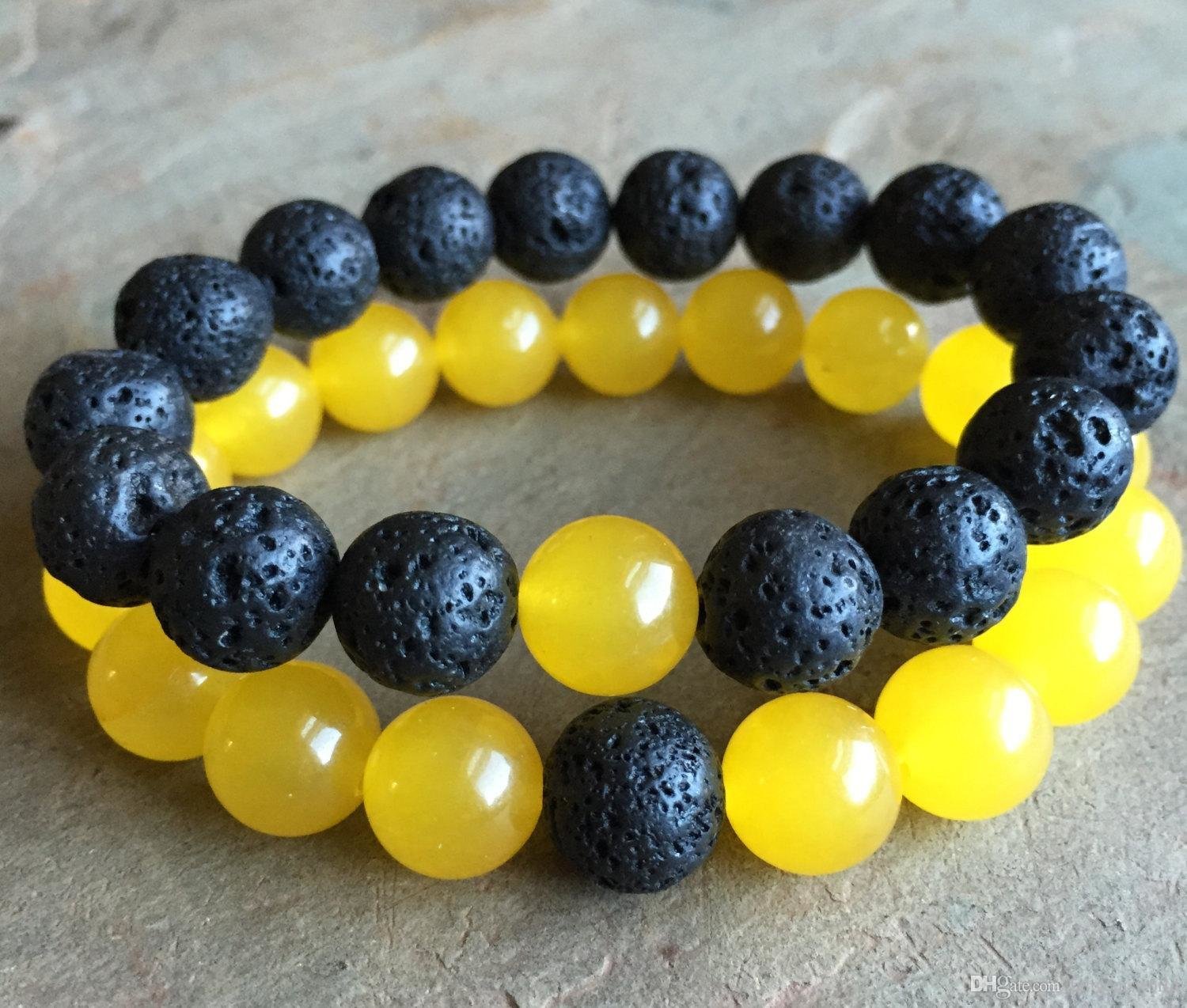 Yellow Jade AND Black Lava Beads SET (2)