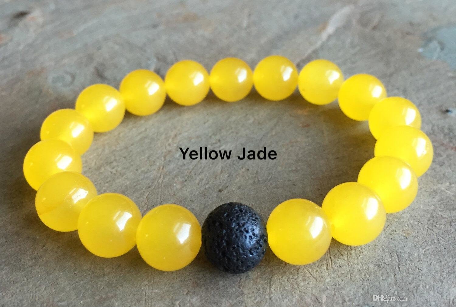 Yellow Jade and Lava Bead