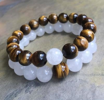 White Jade AND Tiger Eye Beads SET (2)