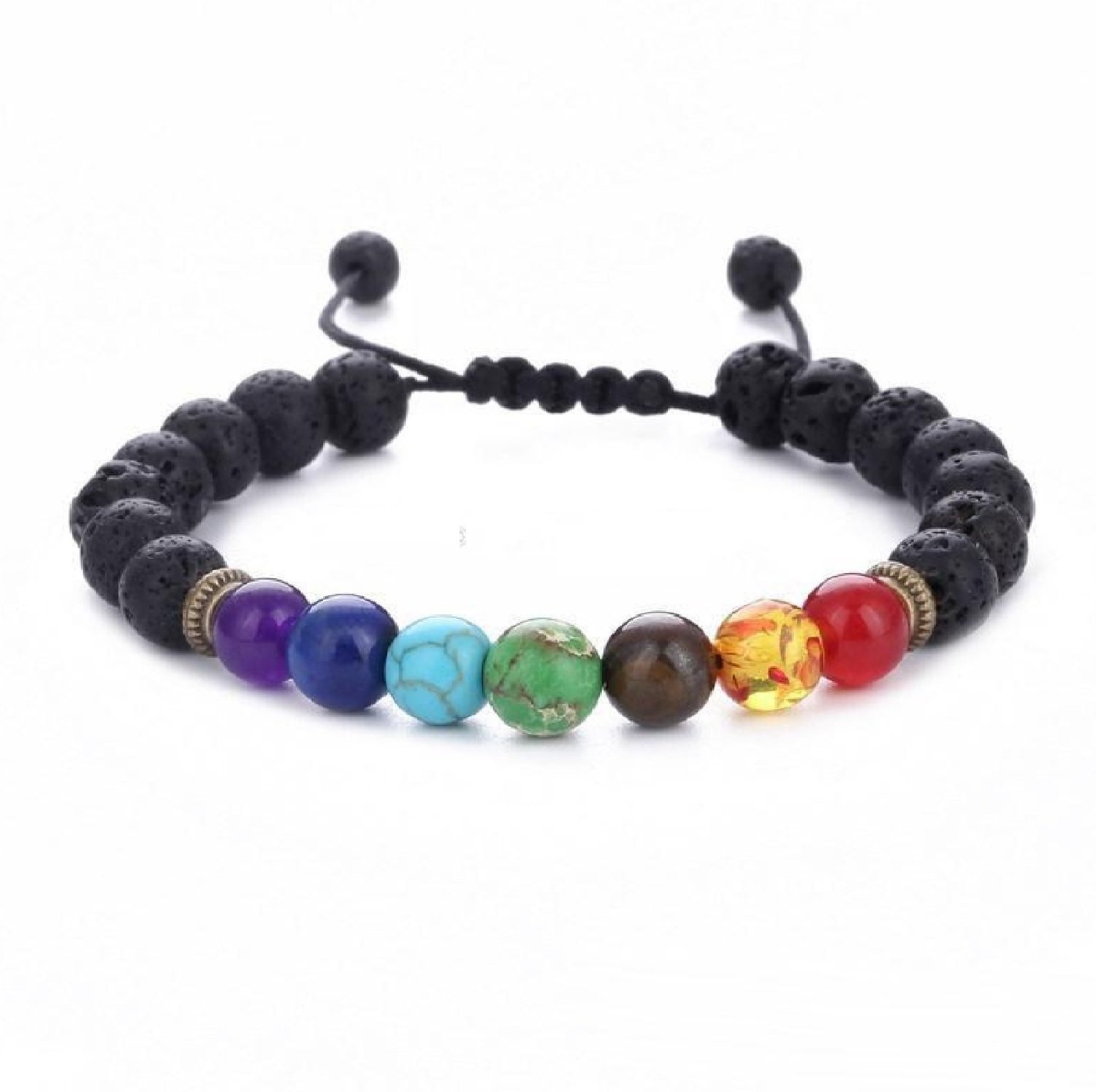 7 Reiki Chakra Lava Diffuser Healing Balance Beads Braid Bracelet