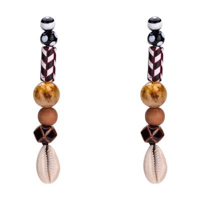 Shell Drop Vintage Geometric multilayer weaving plank color Dangle Earrings