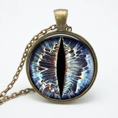 Ice Blue Dragon Eye Pendant Necklace