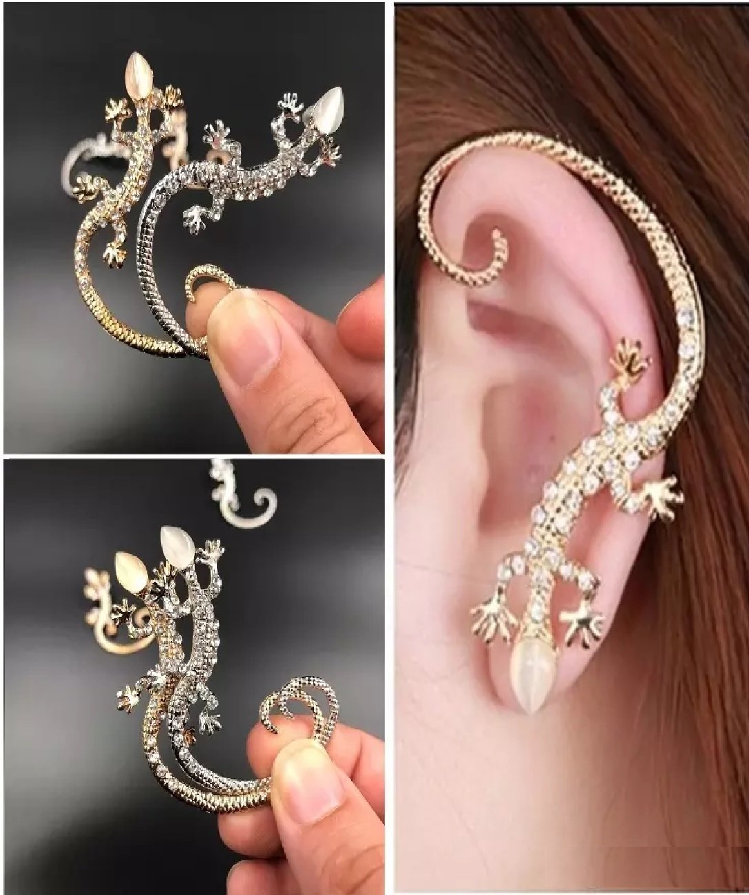 Silver gecko lizard elegant silver plated earring (1 earring per purchase) 
