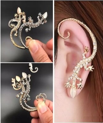 Gold gecko lizard elegant plated earrings(1 earring per purchase)