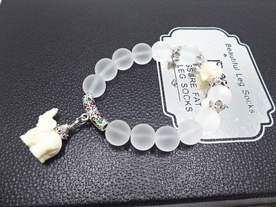 Silver Mini elephant natural abrasive crystal bracelet