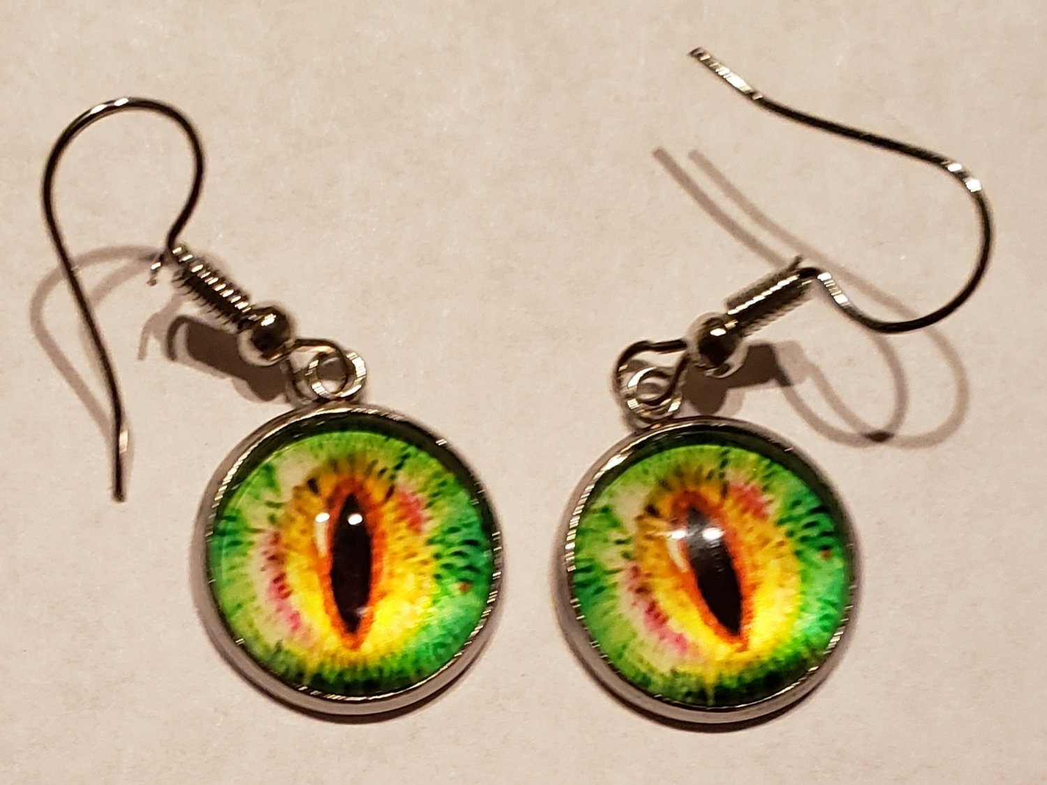Lime Green/Yellow Crystal Eye Earnings