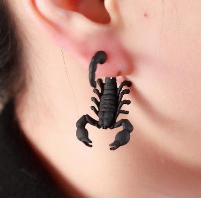 Black Animal Scorpion Stud Earrings