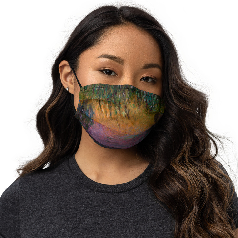 Monet Lilies Face Cover — Burnt Magenta