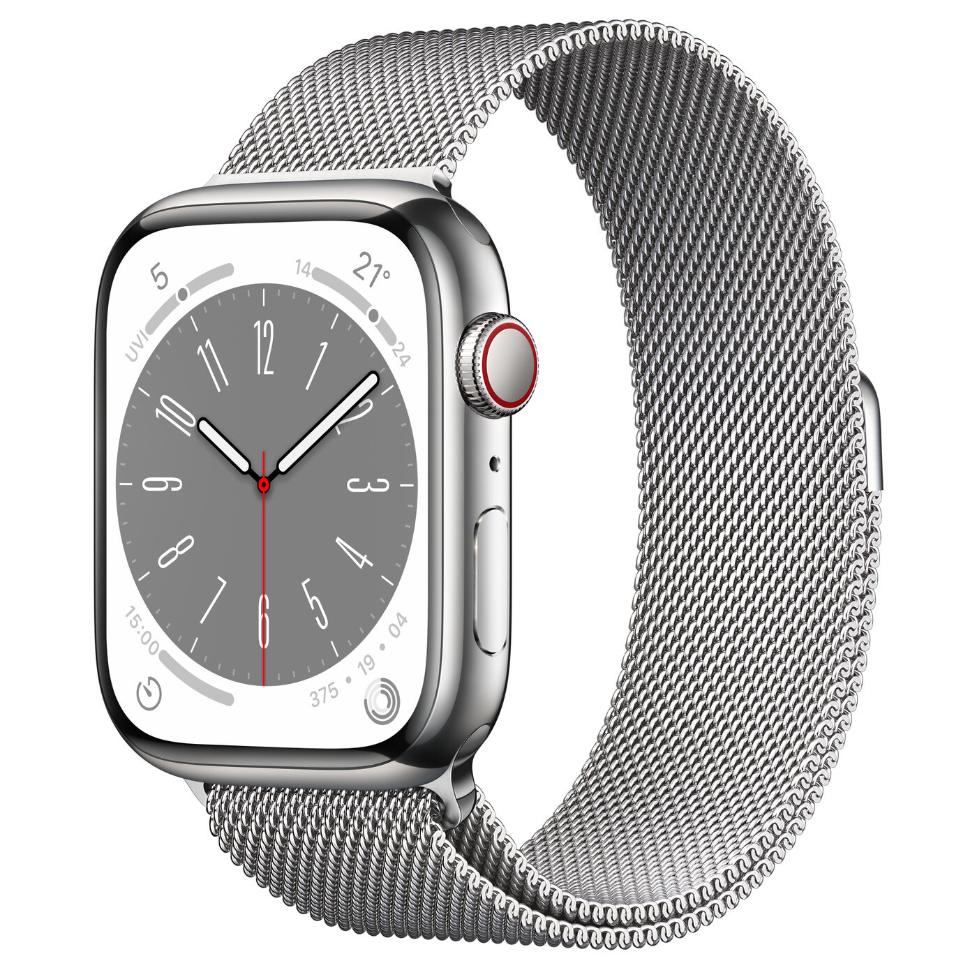 Умные часы Apple Watch Series 8 45 мм Steel Case Cellular, silver milanese