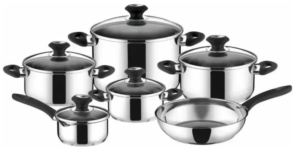 Набор посуды Tescoma Presto 716511 11 пр. стальной/черный