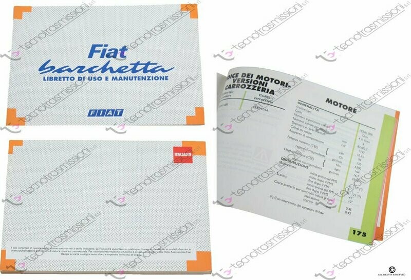 Libretto Uso Manutenzione Fiat Barchetta 183A1000