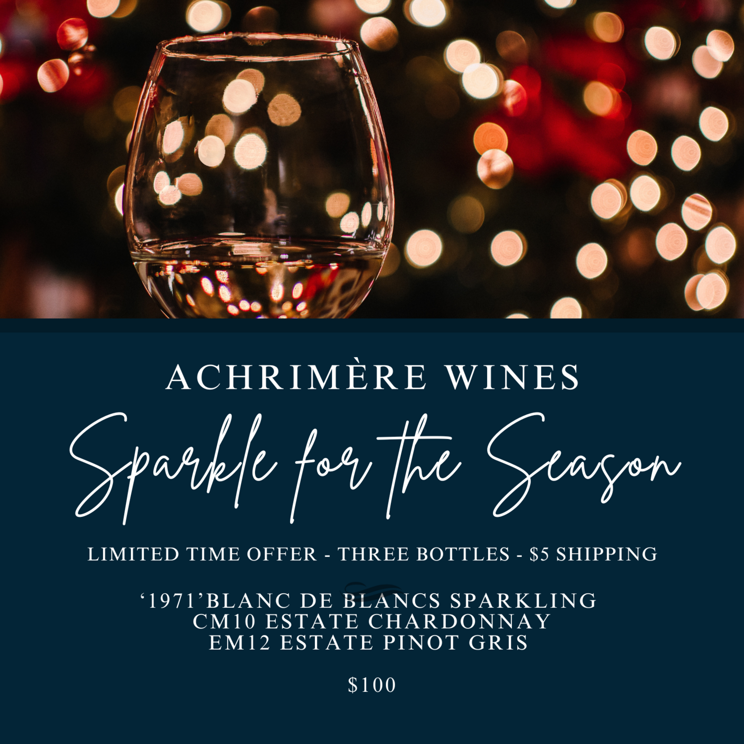 HOLIDAY GIFT SET - 3 BOTTLES (Sparkling, Chardonnay, Pinot Gris)