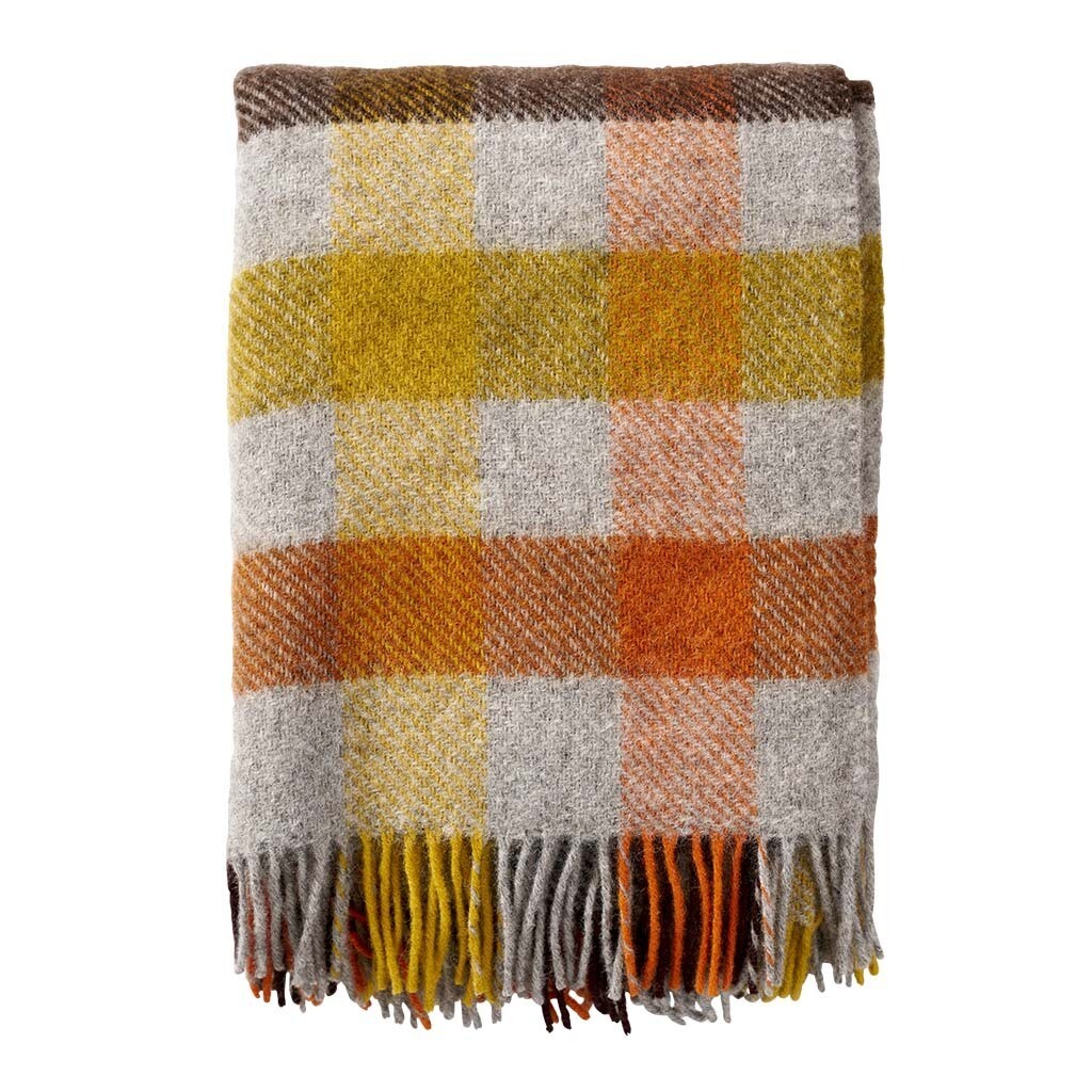 Wool Throw Goathland Yellow Check