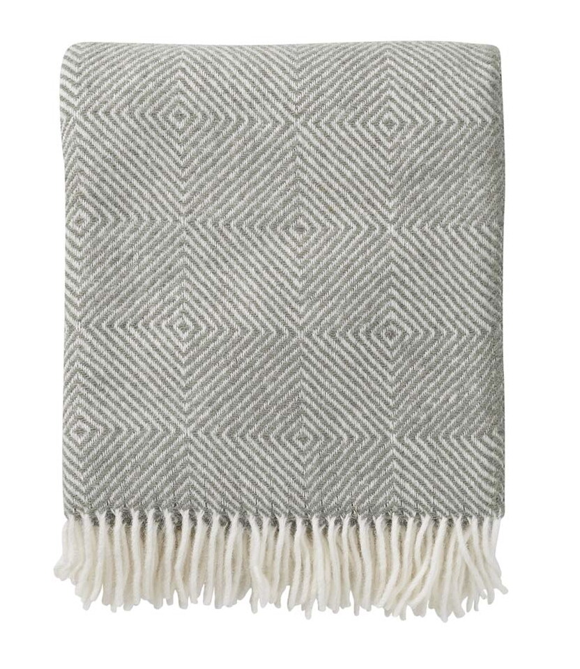 Wool Throw Gooseye Green