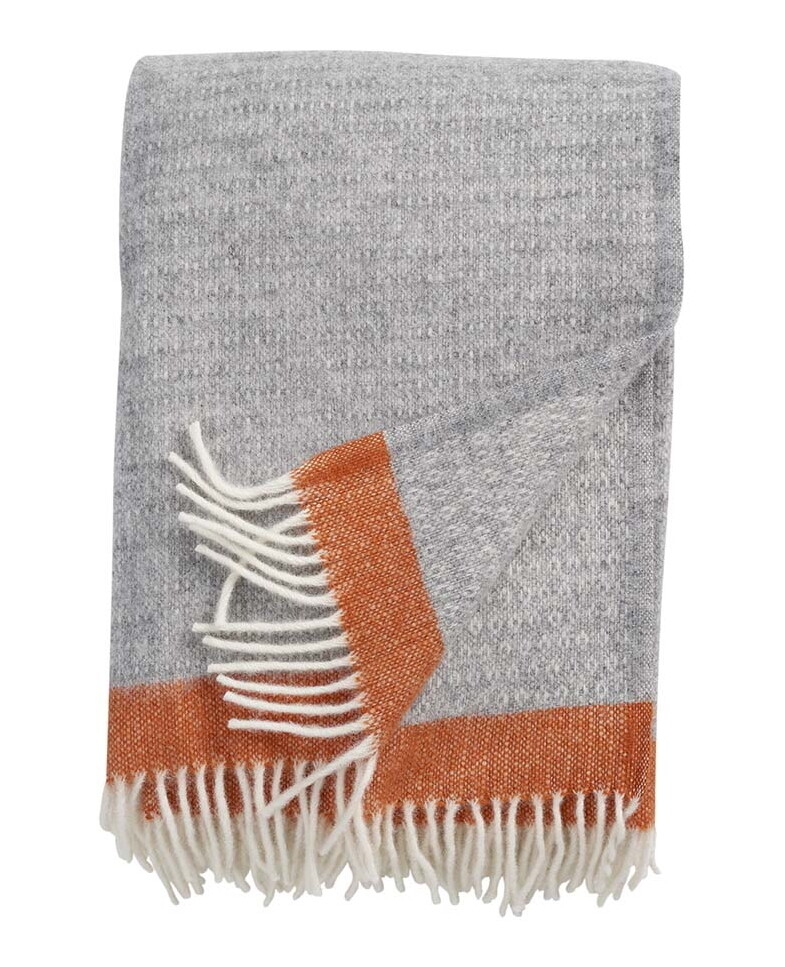 Wool Throw Hampus Grey Orange
