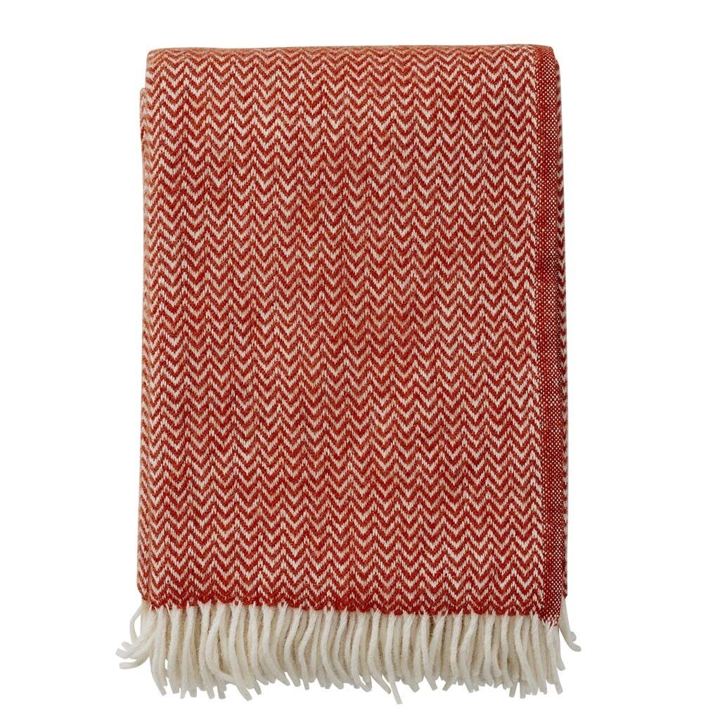 Wool Throw Chevron Ruby Red