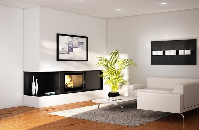 Seguin Visio 8 Plus Black Line Glass Cast Iron Cheminee Fireplace