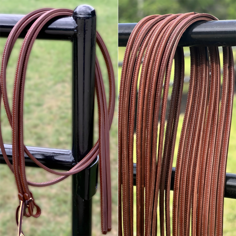 5/8&quot; Split Reins Doubled and Stitched with Weighted Tails