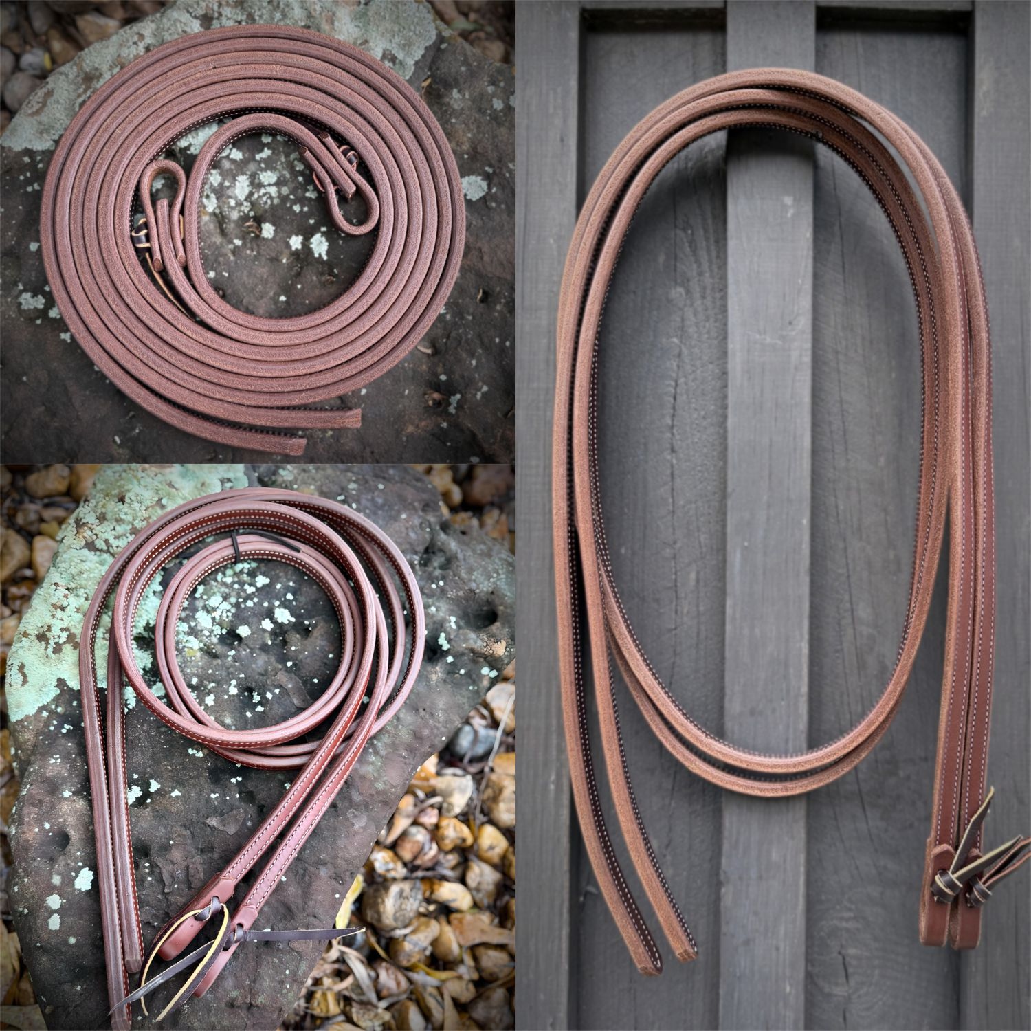 5/8&quot; Split Reins Doubled and Stitched with Weighted Tails