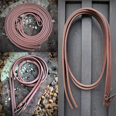 5/8&quot; Split Reins Doubled and Stitched with Weighted Tails