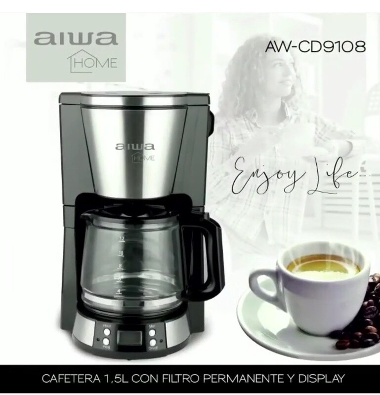 Cafeteira eletrica 1.5 litros com filtro permanente e display digital AW-CD9108