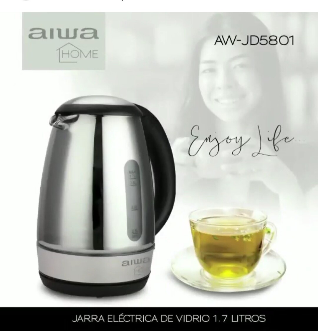 Jarra eletrica Aiwa de vidro 1.7 litros AW-JD5801