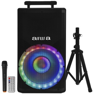 Caixa de som profissional Karaokê Aiwa AWSP12M Bluetooth / USB + Tripé +Microfone