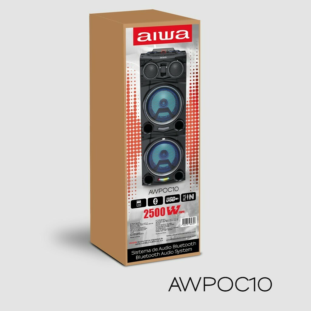 Caixa de som Aiwa Poc 10  DJ, luzes led 2500W
