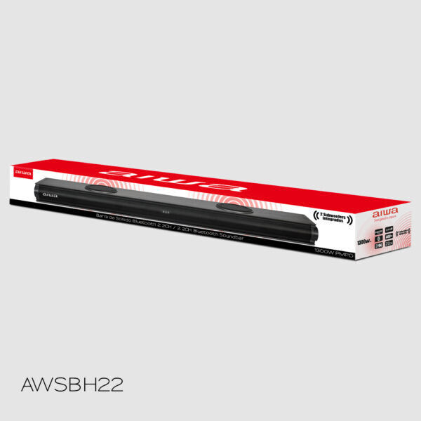 Soundbar Aiwa AWSBH22 2.2 de 1300W PMPO com Bluetooth HDMI e USB Bivolt - Preto
