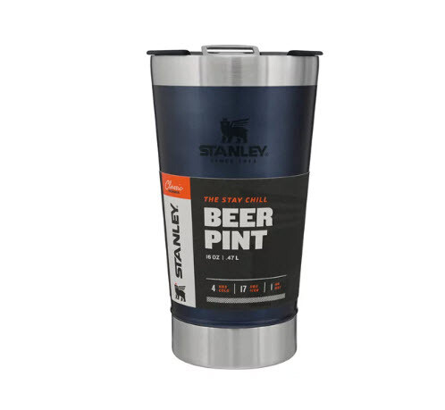 Copo térmico de cerveja  com abridor Stanley azul