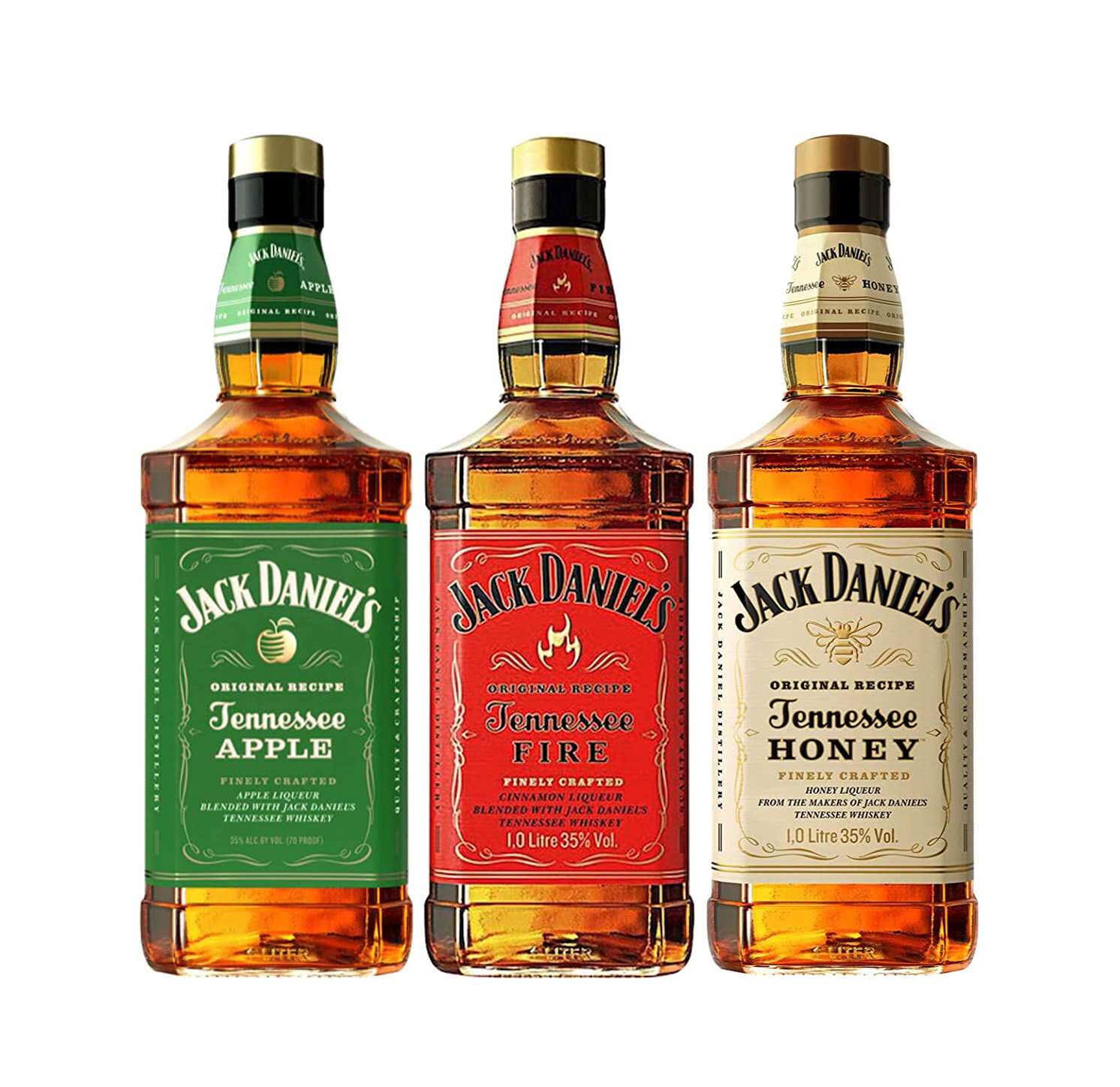 Trio Jack Daniels Apple , Fire , Honey  litro