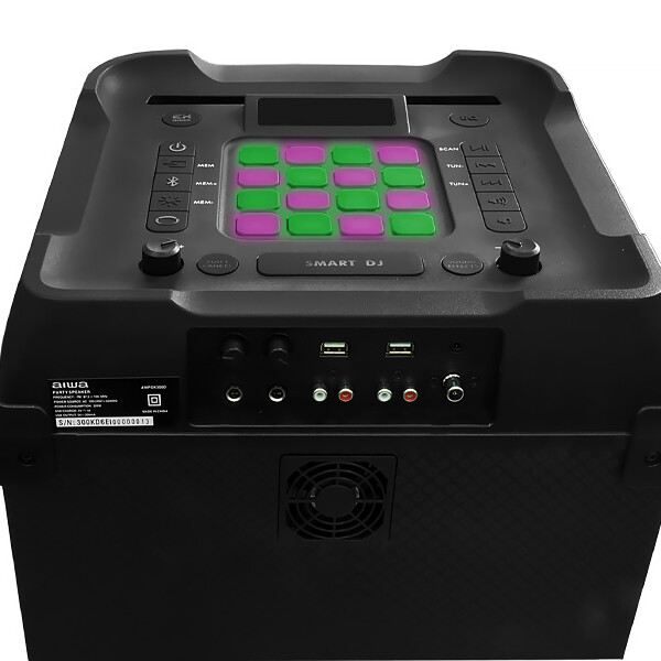 Caixa de som  Aiwa Flame Line AWPOK300D 10" 3.000 watts P.M.P.O con Bluetooth y USB Bivolt