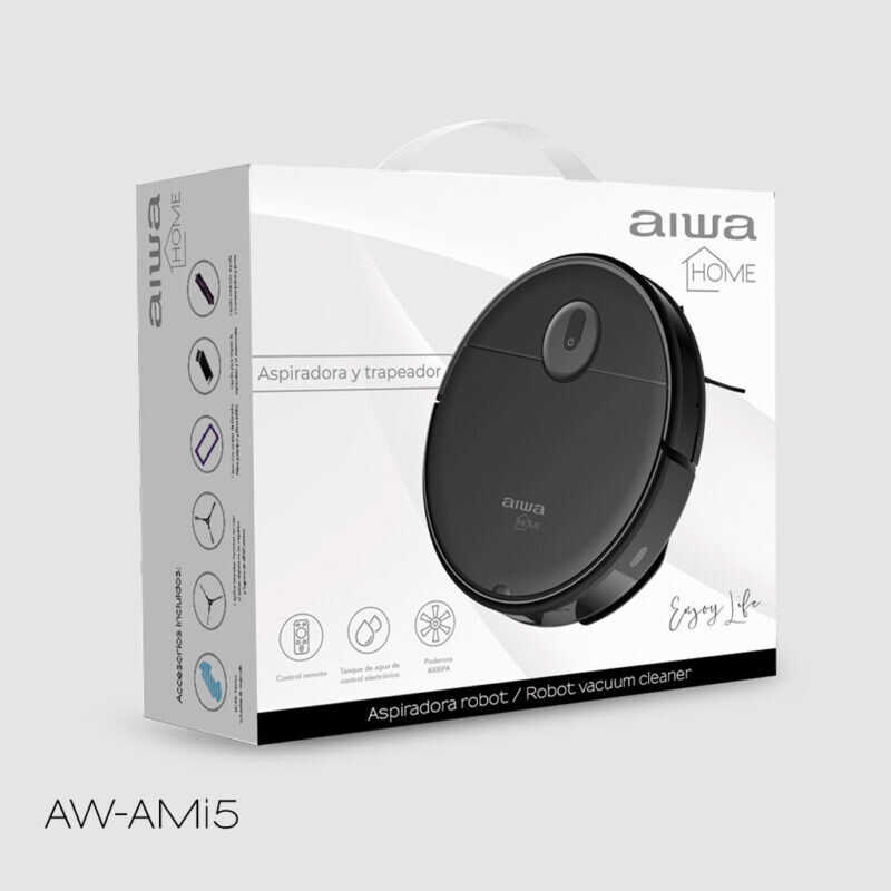 Robo Aspirador Aiwa AW-AMi5 800 ml com 55 watts Bivolt - Preto