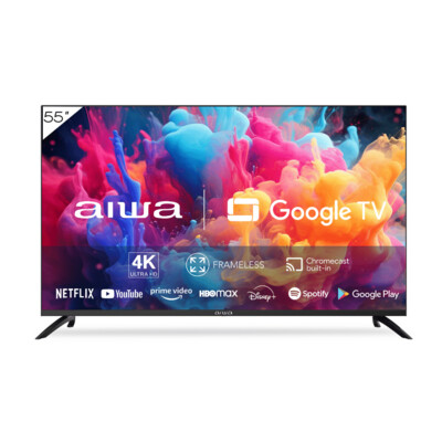 Smart TV LED 55" Aiwa 4K Ultra HD Google TV Wi-Fi y Bluetooth con Conversor Digital